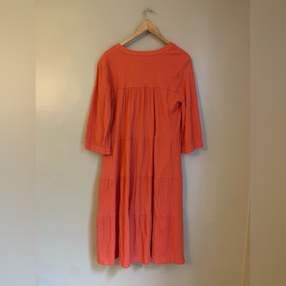 The Vermont Country Store Embroidered Crinkle Cotton Tiered Dress - Picture 5 of 6